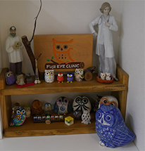 写真-シンボルマークのふくろう達-ふじい眼科クリニック